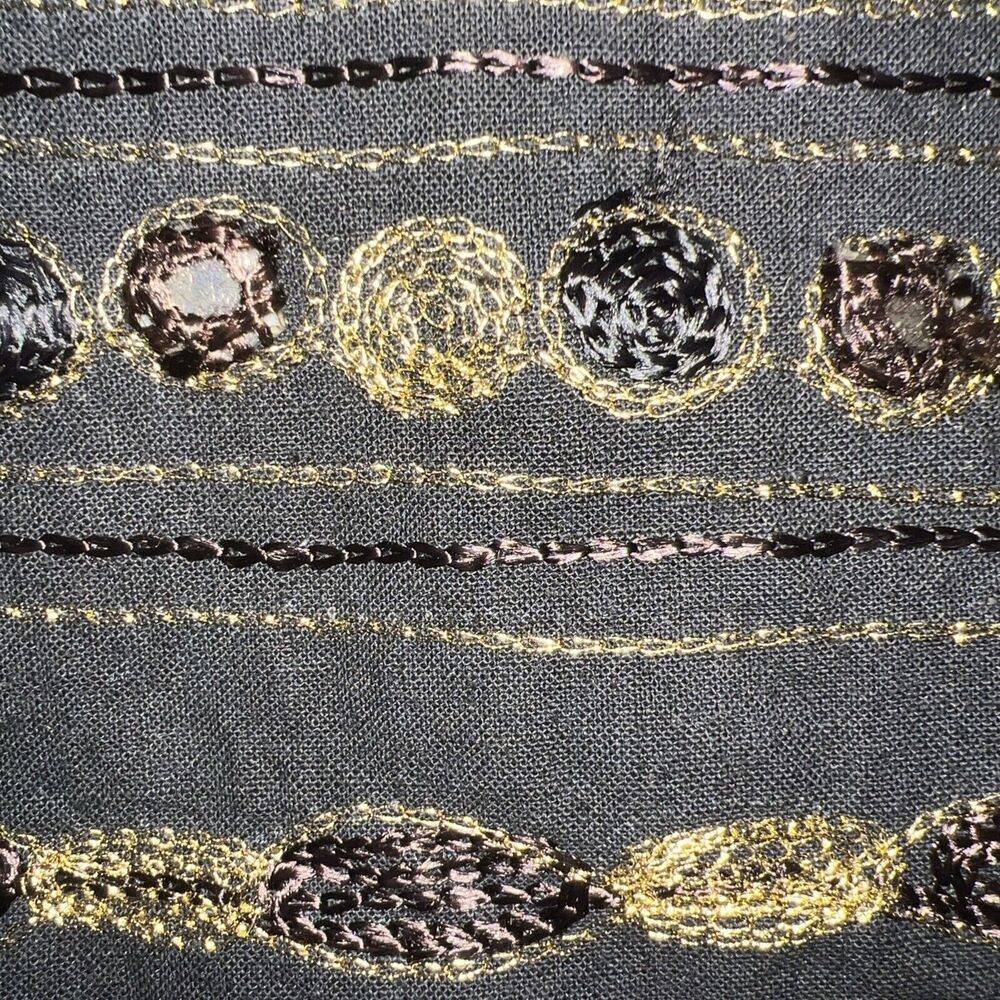 Jou Jou Vintage Womens M Vest Embellish Pockets Gold Metallic Thread Buckle Back - Picture 9 of 13